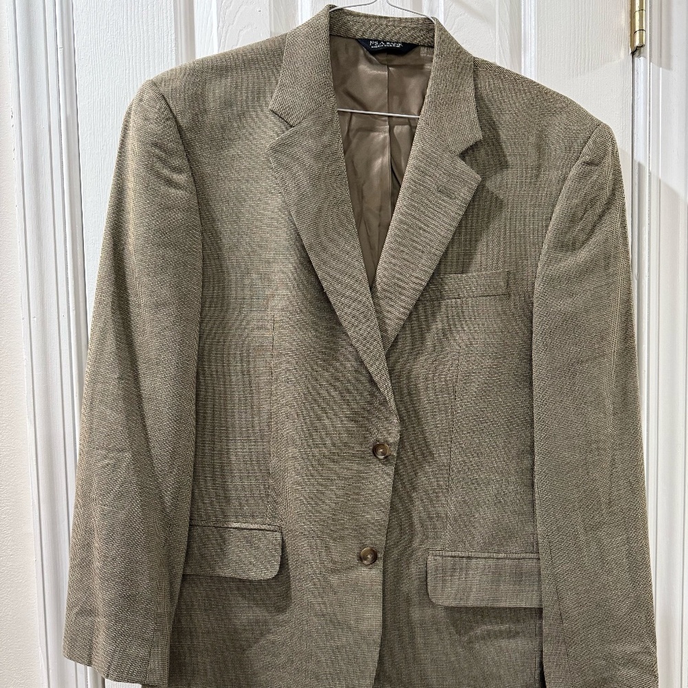 Joseph A Bank Silk And Wool Jacket Mens 40R Beige